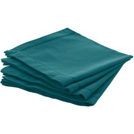 Lot de 4 Serviettes de Table "Chambray" 40x40cm Bleu Canard (1/3)