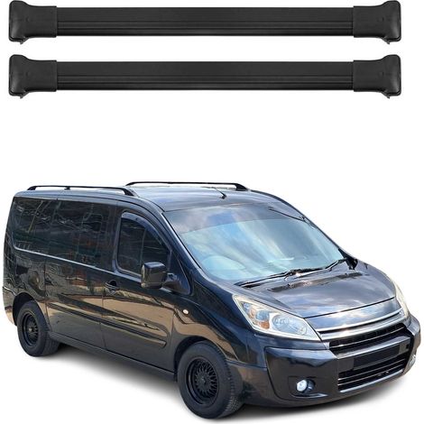 OMAC Barres de toit en aluminium pour Citroën Jumpy 2007-2016 – TÜV / DIN 75302:2019 – Charge max 75 kg – 2 barres Noir (1/4)