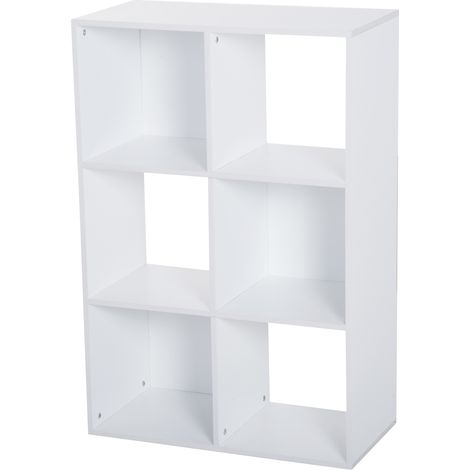 easycomfort libreria bianca per casa e ufficio, scaffale dal design moderno con 6 scomparti in legno, 91.5x29.5x61.5cm
