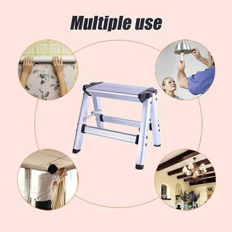 Klappbarer 1-stufiger Hocker, Chevron-Leiter aus Aluminiumlegierung, dicker Tritthocker, tragbarer Hocker für Zuhause, Camping und Outdoor-Aktivitäten. (1/5)