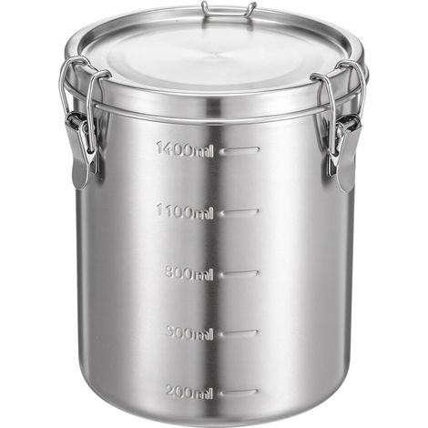 Tazza-barattolo in acciaio inox per caffè macinato  Contenitore per alimenti in metallo ermetico al 100% con coperchio a chiusura ermetica: mantiene freschi chicchi di caffè, zucchero e tè per mesi (1 (1/5)