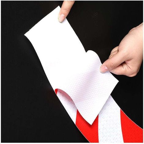 Bande de signalisation réfléchissante en sergé rouge et blanc de 10 cm de large et 25 m de long (1/3)