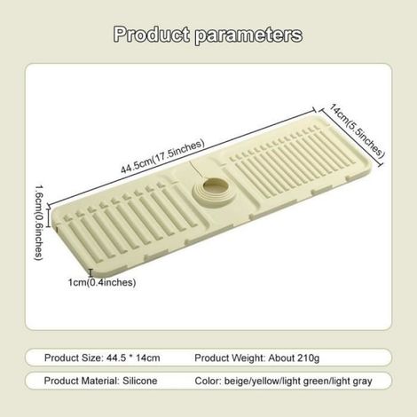 Tapis de robinet - Cuisine - Gris - Protection anti-éclaboussures - Silicone - Design contemporain (1/4)