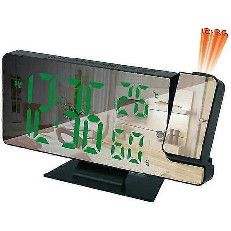 Réveil numérique à projection LED avec fonctions température, date et snooze  projecteur de plafond  design écologique. (1/5)