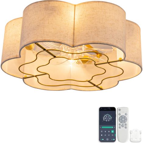 Ventilateur de plafond moderne de 19 pouces, pales en ABS, double commande via une application et une télécommande, six vitesses réversibles, idéal pour les chambres et les chambres d'enfants（A） (1/5)
