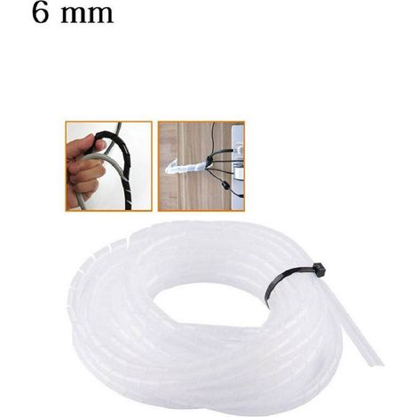 TrAdE Shop Traesio - Raccogli Cavo Spiralato Organizer Fili E Cavi Elettrici 5 Metri Varie Misure - -6 mm -