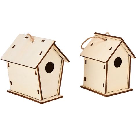 Nichoir en bois à décorer et peindre, kit créatif DIY pour enfants, maison oiseaux à colorier, activité manuelle, décoration jardin, lot de 2 (1/5)