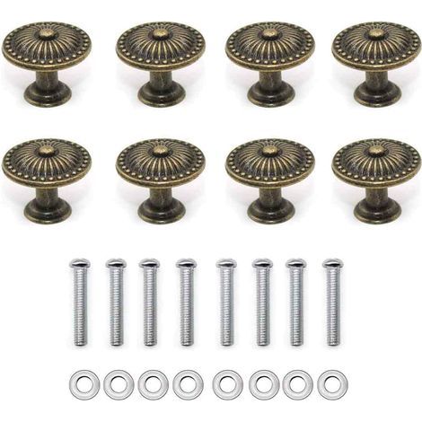 boutons meuble antiques bronze, pour armoire, tiroir, porte, placard, penderie, avec vis (1/5)