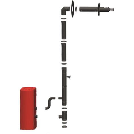 Kit Ventouse Universel D. 80/125 Complet (Sortie Façade) Poêle à Granulés Raccordement Derrière