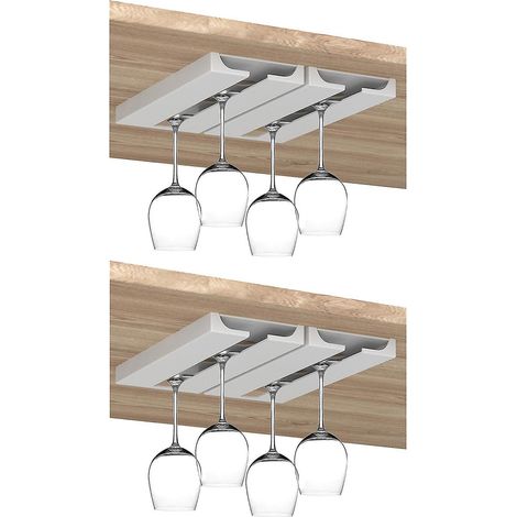 Weinglasregal – Unterbauregal für Stielgläser, Aufbewahrungsregal für Weingläser – weiß – 4er-Set