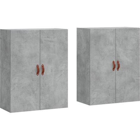 2 pcs Buffet，Bahut， Armoires murales gris béton 69,5x34x90 cm CFW55511 (1/5)