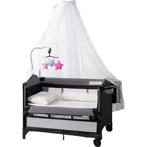Lettino portatile per neonati, versatile 4 in 1, altezza regolabile, X6602-GREY (1/2)