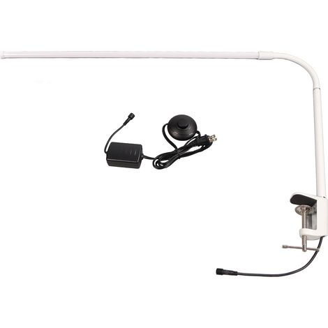 Lampe de bureau LED à pince, bras flexible orientable à 350°, 3 températures de couleur réglables (3000‑6500K), 110‑240V, fiche US, blanc, lampe de beauté. (1/5)