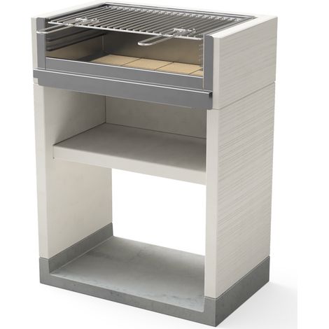 TUOZI - Barbacoa de Obra para Leña y Carbón Modelo VENIT FLEX Plus Inox (Gris/Blanco - 78 x 47 x 106 cm) REF: T01050 - Uso en Exteriores