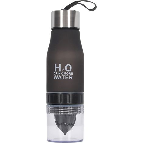 Bouteille d'eau Portable 650ml Noir avec Presse-Citron et Infuseur de Fruits, Anti-Fuites pour Voyage et Sport (1/5)