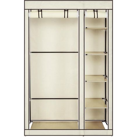 Armoire à vêtements portable de 170 cm (67 po) avec tissu non tissé et tringle à vêtements. Montage rapide et facile. Couleur beige.