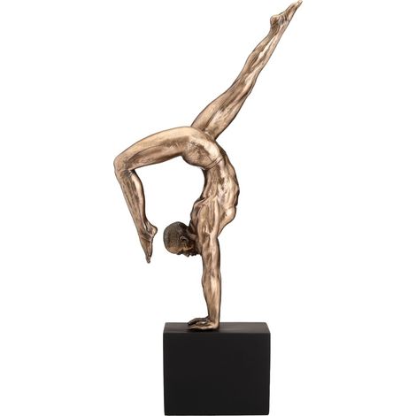 Figura classica di ginnasta in resina dorata per la decorazione della casa e dell'ufficio
