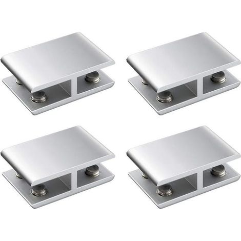 Staffe per mensole in vetro da 8-12 mm (set da 4) - Staffe a clip per mensole in vetro - 180 gradi (1/5)