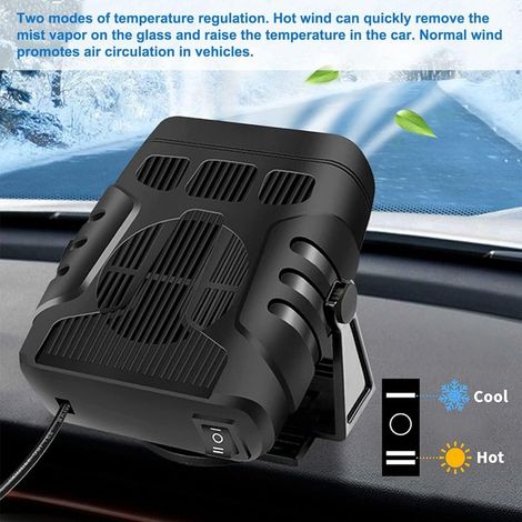 Chauffage de voiture, chauffage de voiture portable 12 V 120 W, chauffage de pare-brise 2 en 1 avec ventilateur de refroidissement et dégivrage (1/5)