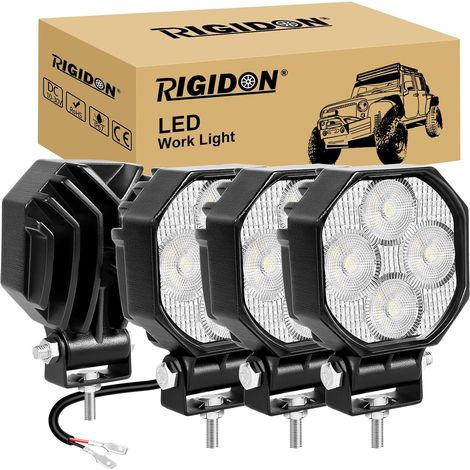mini phare de travail led, pouces 16W 1600LM, 12V 24V lampe de travail led, projecteurs lumière, floodlight pour offroad Voiture camions SUV 4x4 tracteur, feu antibrouillard, 6000K (1/5)