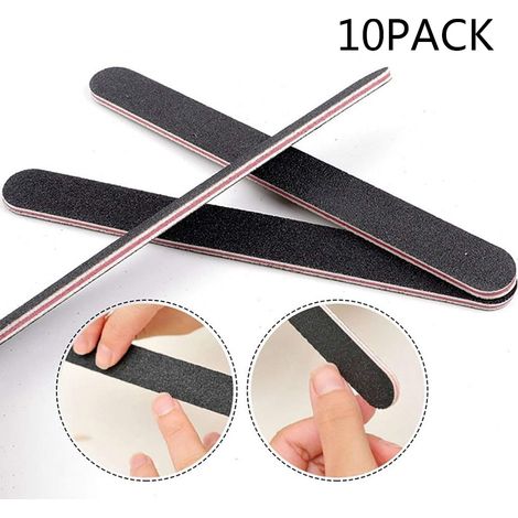 Set mit 10 Nagelfeilen, doppelseitiger professioneller Nagelfeile, Schleifpapier, schwarzem Schleifpapier, Maniküre- und Pediküre-Werkzeugen und Nagelpolierfeile. (1/5)