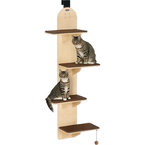 4-Level Door Mounted Cat Tree with Washable Plush Mats, Toy Balls, Door Hanging Cat Shelf for Indoor Cats (1/5)