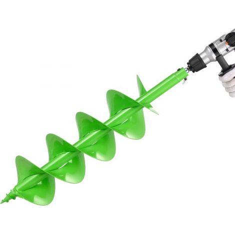 Broca Helicoidal para Plantar Ø 200 x 790 mm Compatible con Taladros de 20 mm de Diámetro Interior, Herramienta para Plantar Bulbos, Accesorios para Perforar Postes y Cercas de Jardín, Verde (1/5)