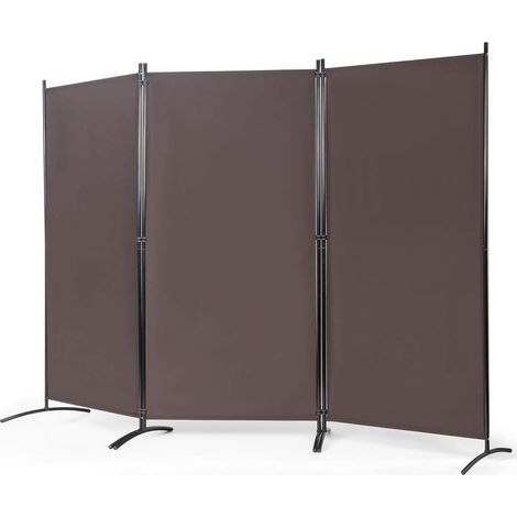 Costway – Paravent pliable 3 panneaux en polyester – Dimensions 260 x 183 cm – Pieds en acier incurvés pour stabilité – Cloison de séparation intérieure/extérieur