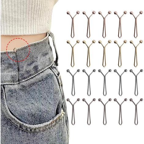 20 fajas reductoras para pantalones, con clips ajustables para vaqueros y pantalones demasiado anchos, botón extraíble, sin costuras, cinturón ajustable, reductor de cintura (varios colores).
