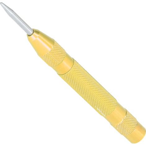 Poinçon automatique centreur en acier trempé, pointe amovible, réglage de force, outil de marquage jaune pour traçage précis (1/5)