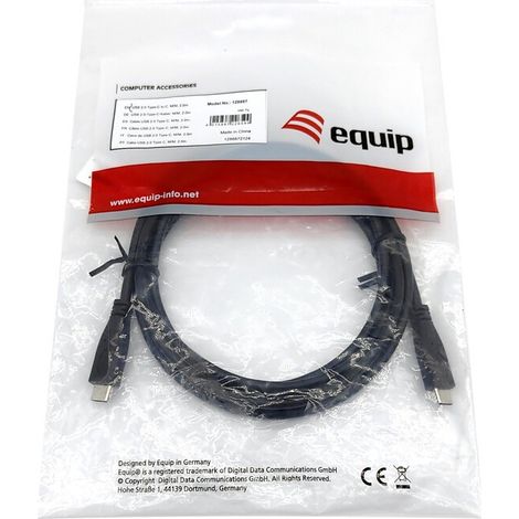 Equip Kabel USB-C2.0-C 3A       PD60W  St/St  0.30m schwarz (128832)