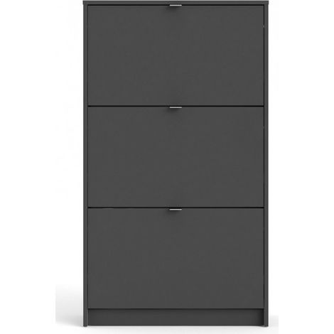 Abitare – Porte-chaussures double profondeur 123 cm gris anthracite – Étagères à chaussures en bois composite – 3 rabats pour rangement optimisé (1/5)