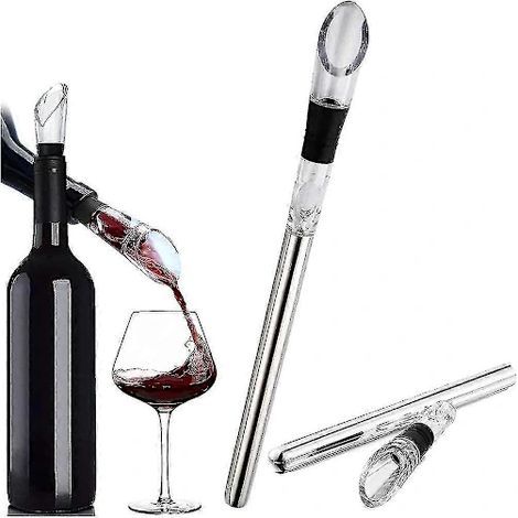 Stainless steel wine cooler set, including an AquaForge decanter (1/4)