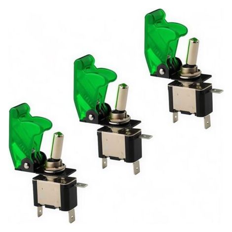 12V 20A Green LED Rocker Switch, LED On/Off Lever SPST + Cover for Car - Red [Energy Class A]--DTEKGAZ