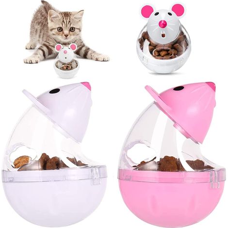SHINING HOUSE Boule de Nourriture pour Chat et Souris Mangeoire Interactive pour Chat Distributeur de Nourriture Lente, Tumbler Nourriture pour Chien Balle, Animal Chat et Chien éducatif Jouet 2 Pièce