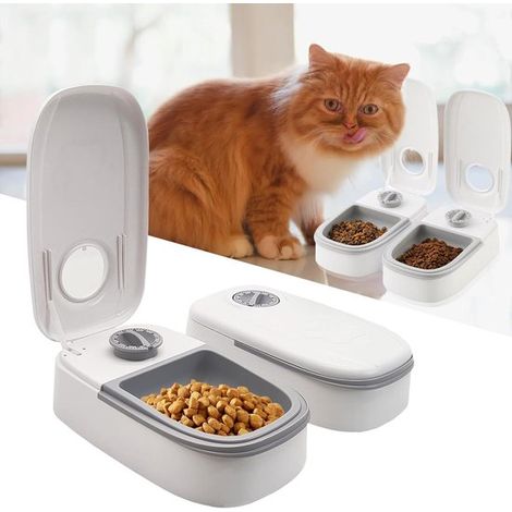Comedero automático para gatos y perros - 2 comidas con temporizador de 48 horas - Para comida seca y húmeda