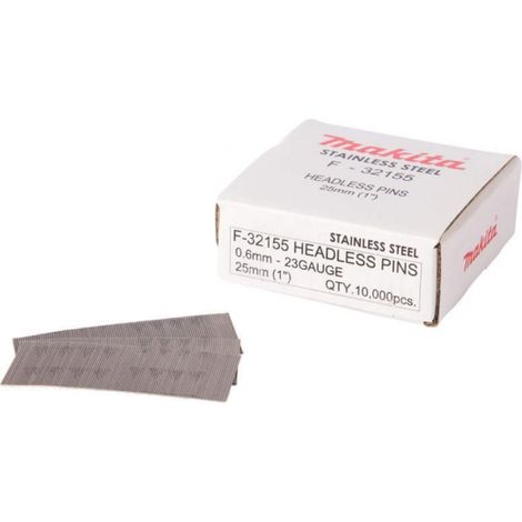 Makita F-32155 Spilli 0,6x25 mm 23 Gauge in acciaio Inox 10.000 Pz. (1/5)