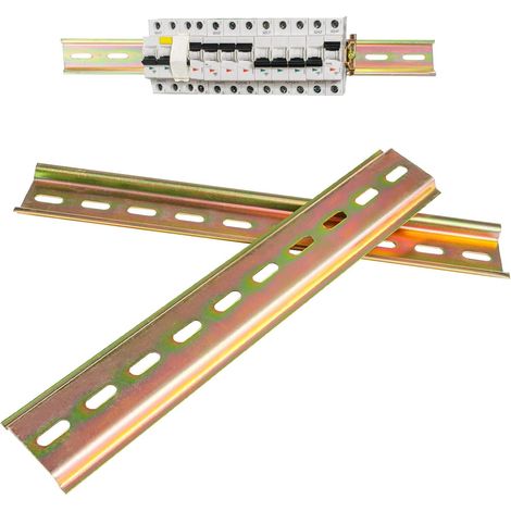 Lot de 3 Rails DIN Aluminium coloré Jaune 35x200x7,5 mm Rail de montage électrique pour installation armoire de distribution (1/5)