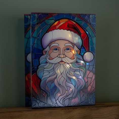 28cm Battery Powered Light up Glass Christmas Decoration with Santa & Warm White LEDs (1/5)