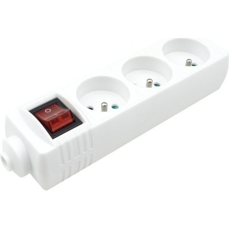 Multiprise 3 prises terre interrupteur blanche 3000W Ecolight (1/5)