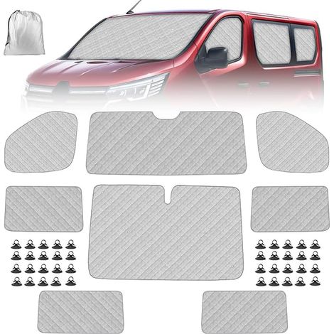 Pare-Soleil pour Pare-Brise de Camping Car 2001-2014 Trafic SWB Vivaro 2001-2014 Pare-Soleil Thermiques Internes avec Sac de Rangement Occultation (1/5)