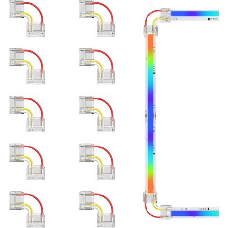 10 x 12mm Connectors, L-shaped Corner Connectors, Solderless Terminal Extension Connection for Smart COB RGB LED Strip Light 3 Pin Not Fit for LED Strip Lights (1/5)