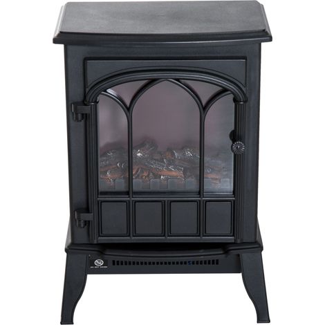 Cheminée électrique, flammes LED, 1000 2000 W, température et luminosité réglables, métal, 39 x 23 x 56, 5 cm (1/5)