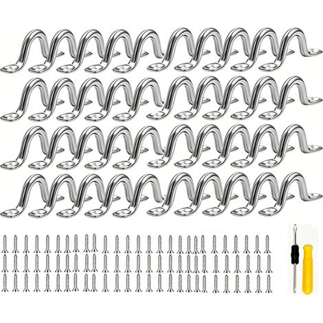 Pontet - Acero Inoxidable 40 mm - Diámetro 6 mm - Para Barco Kayak Vela Sombrilla Coche - 80 Tornillos y Destornillador Incluidos (1/5)