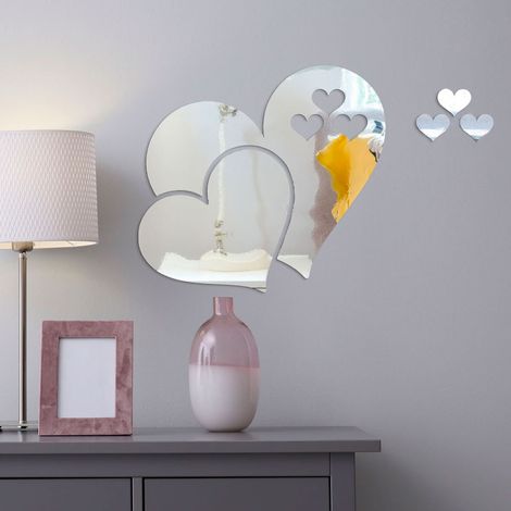 5 stickers miroirs cœurs - Autocollants stickers adhésifs effet miroir (1/5)