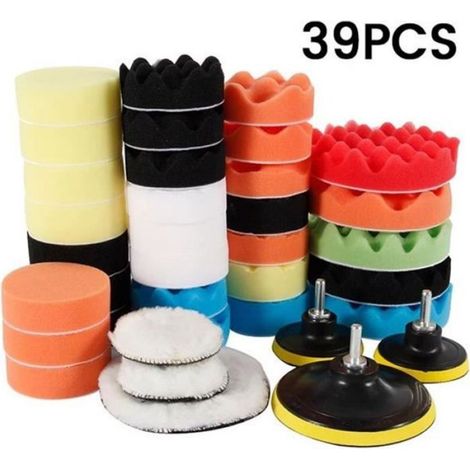 39pcs Éponge Polissage, Pad Polissage Mini, Kit de Polissage Auto, Tampon de Polissage Voiture, Tampons à Polir (1/4)