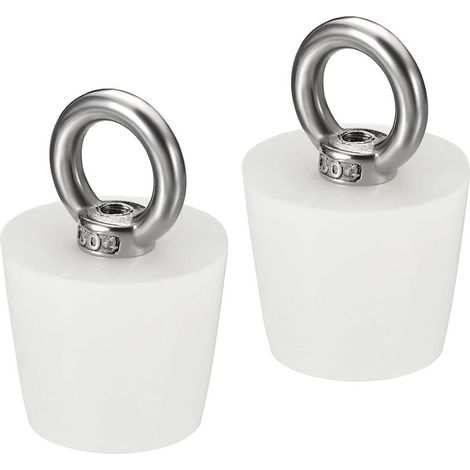 Bouchon Conique Bouchon en Caoutchouc de Silicone 25mm à 33mm Bouchon de Baignoire Solide avec Anneau pour Tubes à Essai, Conduite d'Eau, Trou de Drainage, Blanc 2 Pièces (1/5)