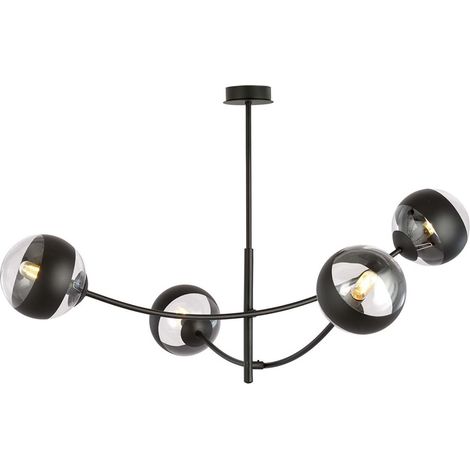 Plafoniera Contemporaneo Oceano Acciaio Nero 4 Luci E14 Ip20 (1/5)