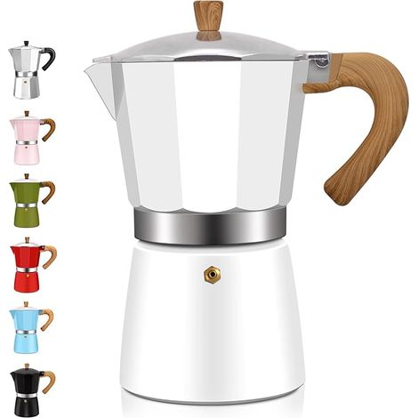6 Tasse Aluminum Espresso Stovetop Moka Pot Express Coffee Maker Percolator Italian Classic Mocha Coffee Machine for Italian and Cuban Cafe Brewing for Home & Camping 300ml 10oz (1/5)