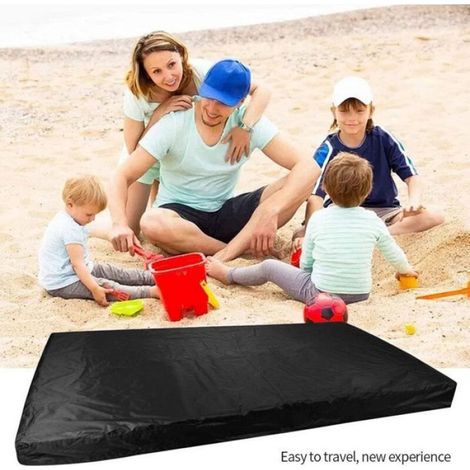 Couverture bac sable - 1 pièce, 150x150cm noir Oxford - Anti-poussière avec cordon serrage Cuneary (1/5)